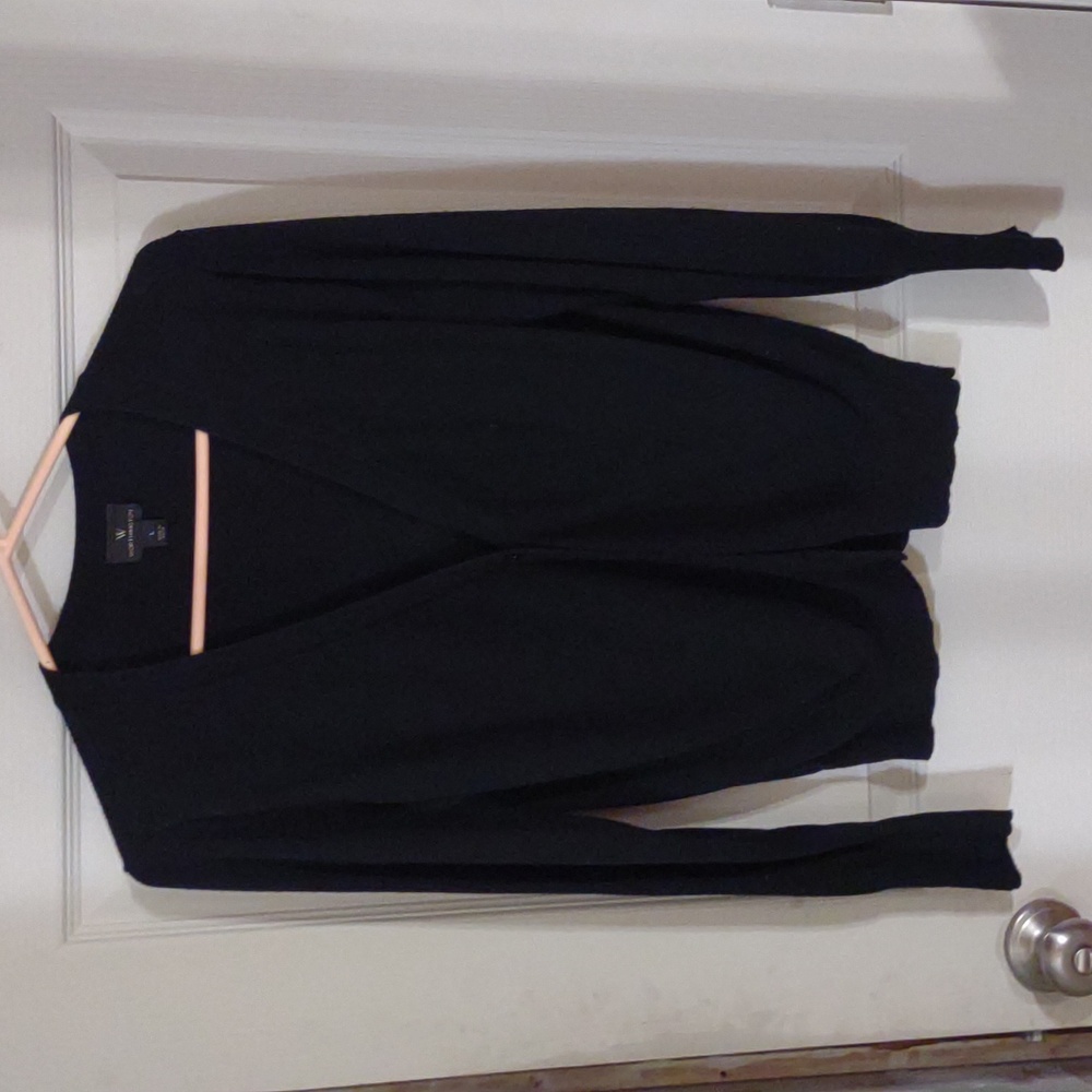 Worthington Cardigan, Black with button sleeve detail.